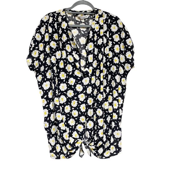 Vintage Cambridge Womens Size M Floral Printed Front Tie Oversized Top - Picture 2 of 8